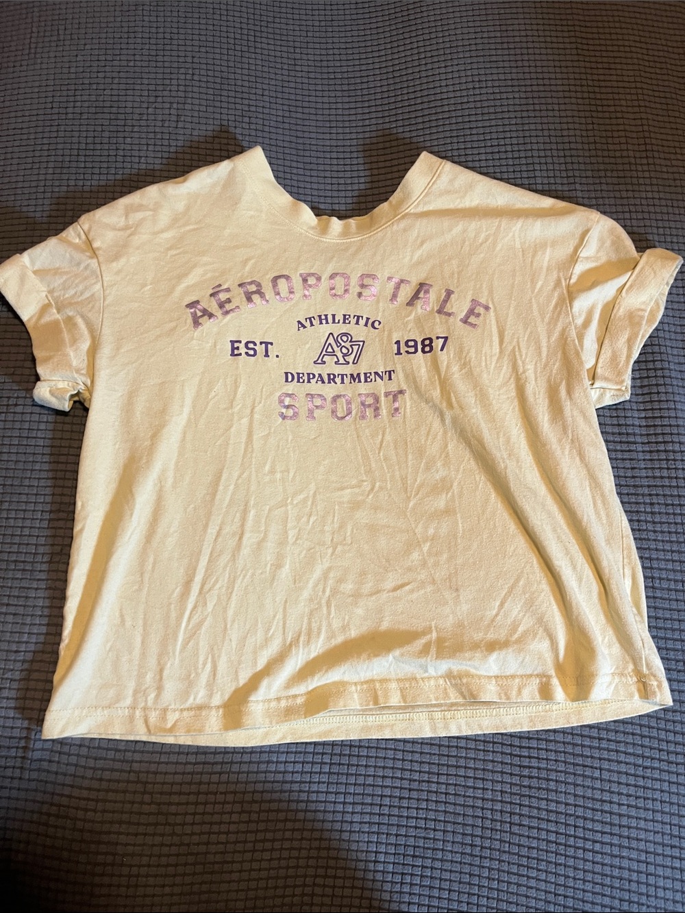 Aeropostale Cream Tee with Purple Logo